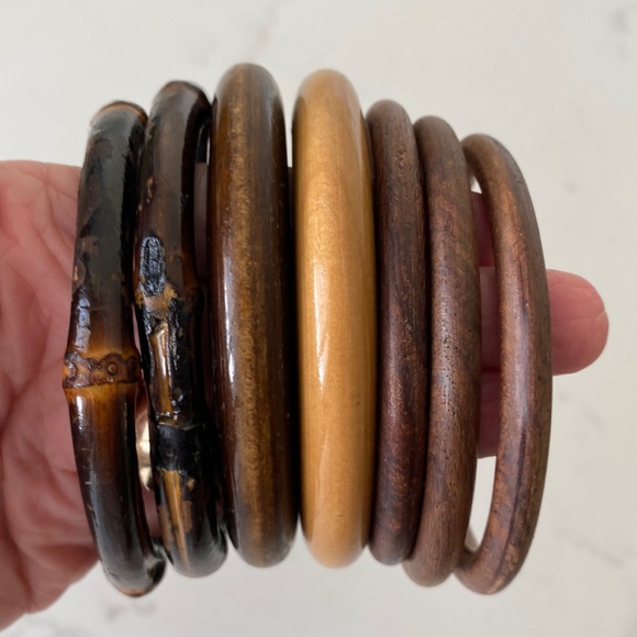 Jewelry - Lot of 7 wooden bangle bracelets.